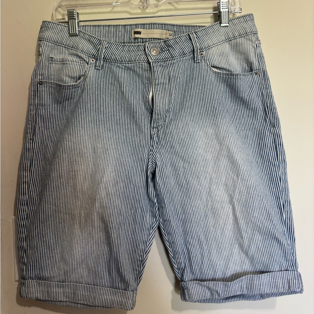 Levi's Blue and White Bermuda Shorts